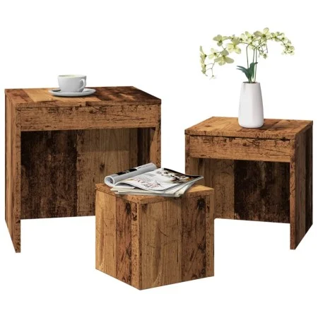 Stackable tables, set of 3, aged engineered wood by , Side tables - Ref: Foro24-856686, Price: 68,80 €, Discount: %