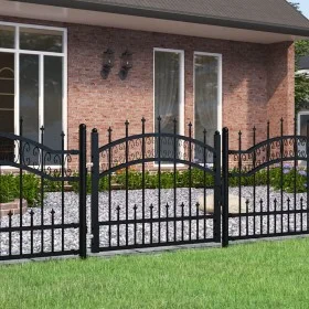 Black coated steel pointed spear fence gate 103x120cm by , garden gates - Ref: Foro24-151089, Price: 139,21 €, Discount: %
