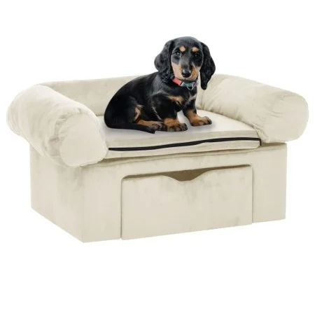 Sofá para perros con cajón felpa crema 75x50x38 cm de , Camas para perros - Ref: Foro24-171082, Precio: 110,38 €, Descuento: %