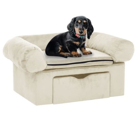 Sofá para perros con cajón felpa crema 75x50x38 cm de , Camas para perros - Ref: Foro24-171082, Precio: 112,19 €, Descuento: %