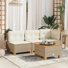 Garden sofa without armrests with beige PE rattan cushions. by , Outdoor sofas - Ref: Foro24-365907, Price: 86,21 €, Discount: %