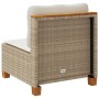 Sofá de jardín sin reposabrazos con cojines ratán PE beige de , Sofás de exterior - Ref: Foro24-365907, Precio: 88,03 €, Desc...