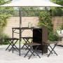 Juego de comedor de jardín plegable 5 piezas ratán PE marrón de , Conjuntos de jardín - Ref: Foro24-365945, Precio: 171,65 €,...