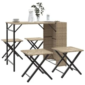 Juego de comedor de jardín plegable 5 piezas ratán PE beige de , Conjuntos de jardín - Ref: Foro24-365947, Precio: 168,40 €, ...