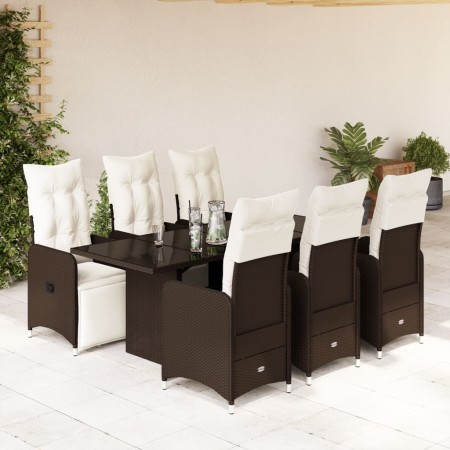 Set de mesa y sillas jardín 7 pzas con cojines ratán PE marrón de , Conjuntos de jardín - Ref: Foro24-3277193, Precio: 914,05...