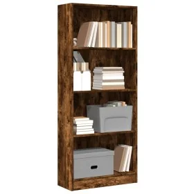 Estantería madera de ingeniería roble ahumado 60x24x143 cm de , Librerías y estanterías - Ref: Foro24-857816, Precio: 61,78 €...