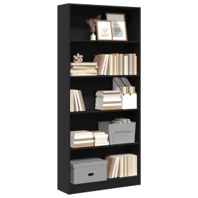 Estantería madera de ingeniería negro 80x24x176 cm de , Librerías y estanterías - Ref: Foro24-857854, Precio: 74,05 €, Descue...