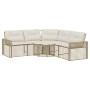 Sofá de jardín forma de L con cojines y taburete ratán PE beige de , Sofás de exterior - Ref: Foro24-365896, Precio: 358,10 €...
