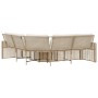 Sofá de jardín forma de L con cojines y taburete ratán PE beige de , Sofás de exterior - Ref: Foro24-365896, Precio: 358,10 €...