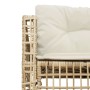 Sofá de jardín forma de L con cojines y taburete ratán PE beige de , Sofás de exterior - Ref: Foro24-365896, Precio: 358,10 €...