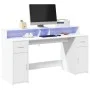 Escritorio con luz LED madera ingeniería blanco 160x55x91 cm de , Escritorios - Ref: Foro24-3309429, Precio: 192,89 €, Descue...