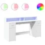 Escritorio con luz LED madera ingeniería blanco 160x55x91 cm de , Escritorios - Ref: Foro24-3309429, Precio: 192,89 €, Descue...