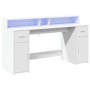 Escritorio con luz LED madera ingeniería blanco 160x55x91 cm de , Escritorios - Ref: Foro24-3309429, Precio: 198,92 €, Descue...