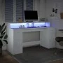 Escritorio con luz LED madera ingeniería blanco 160x55x91 cm de , Escritorios - Ref: Foro24-3309429, Precio: 192,89 €, Descue...