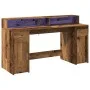 Escritorio con LED madera ingeniería envejecida 160x55x91 cm de , Escritorios - Ref: Foro24-3309436, Precio: 187,20 €, Descue...