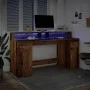 Escritorio con LED madera ingeniería envejecida 160x55x91 cm de , Escritorios - Ref: Foro24-3309436, Precio: 187,20 €, Descue...