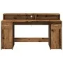 Escritorio con LED madera ingeniería envejecida 160x55x91 cm de , Escritorios - Ref: Foro24-3309436, Precio: 187,20 €, Descue...
