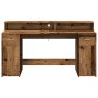 Escritorio con LED madera ingeniería envejecida 160x55x91 cm de , Escritorios - Ref: Foro24-3309436, Precio: 186,17 €, Descue...