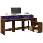 Escritorio con LED madera ingeniería roble ahumado 200x104x91cm de , Escritorios - Ref: Foro24-3309469, Precio: 188,97 €, Des...