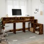 Escritorio con LED madera ingeniería roble ahumado 200x104x91cm de , Escritorios - Ref: Foro24-3309469, Precio: 188,97 €, Des...