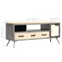 Mueble para TV de madera de mango maciza y acero 120x30x45 cm en Muebles TV | Comprar online en Foru.es