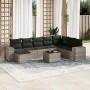 Set muebles jardín 9 pzas y cojines ratán sintético gris claro en Conjuntos de jardín | Comprar online en Foru.es