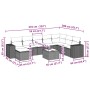 Set muebles jardín 9 pzas y cojines ratán sintético gris claro en Conjuntos de jardín | Comprar online en Foru.es