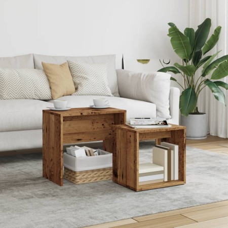 Mesas de centro apilables 2 uds madera de ingeniería envejecida de , Mesas de centro - Ref: Foro24-856050, Precio: 43,35 €, D...