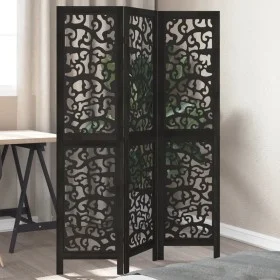 3-panel solid Paulownia wood room divider screen in black. by , Room dividers - Ref: Foro24-358749, Price: 77,62 €, Discount: %