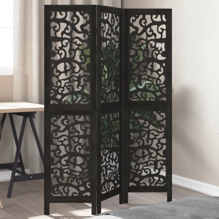 Biombo separador de 3 paneles madera maciza Paulownia negro de , Divisores de ambientes - Ref: Foro24-358749, Precio: 82,52 €...