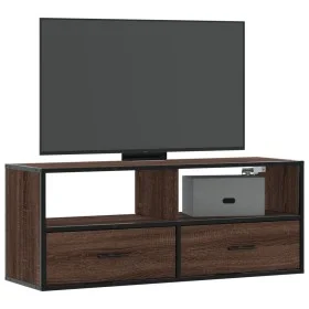 Mueble TV madera ingeniería y metal marrón roble 100x31x39,5 cm de , Muebles TV - Ref: Foro24-848933, Precio: 71,40 €, Descue...