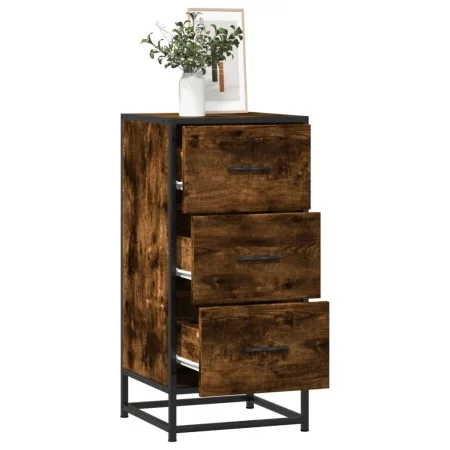 Aparador madera ingeniería y metal roble ahumado 35,5x35x76 cm de , Aparadores - Ref: Foro24-848946, Precio: 63,96 €, Descuen...