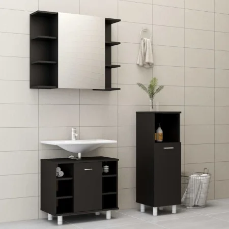 Juego de muebles de baño 3 pzas madera ingeniería negro de vidaXL, Muebles de baño - Ref: Foro24-3056944, Precio: 173,10 €, D...
