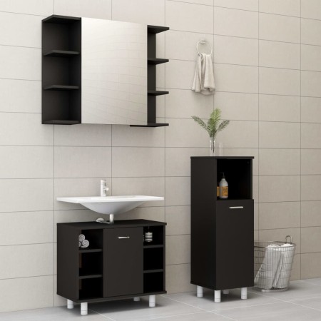 Juego de muebles de baño 3 pzas madera ingeniería negro de vidaXL, Muebles de baño - Ref: Foro24-3056944, Precio: 170,82 €, D...