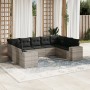 Set muebles jardín 9 pzas y cojines ratán sintético gris claro en Conjuntos de jardín | Comprar online en Foru.es