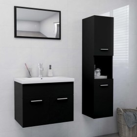 Juego de muebles de baño madera de ingeniería negro de , Muebles de baño - Ref: Foro24-3070956, Precio: 123,93 €, Descuento: %