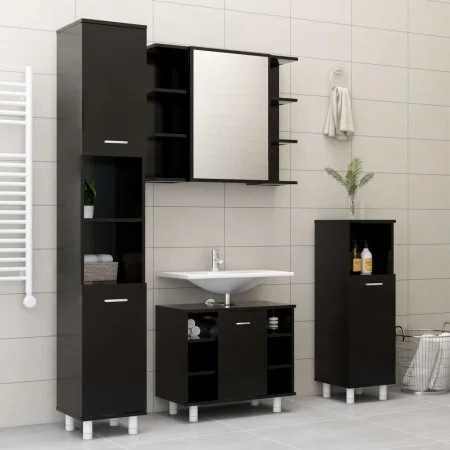 Juego de muebles de baño 4 pzas madera ingeniería negro de vidaXL, Muebles de baño - Ref: Foro24-3056899, Precio: 242,33 €, D...