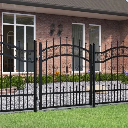 Black coated steel spear point fence gate 103x150cm by , garden gates - Ref: Foro24-151090, Price: 161,62 €, Discount: %
