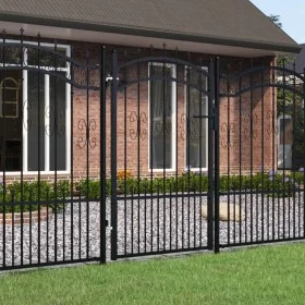 Black coated steel spear point fence gate 103x200cm by , garden gates - Ref: Foro24-151092, Price: 176,83 €, Discount: %