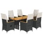 Set de comedor de jardín 7 pzas y cojines ratán sintético negro de , Conjuntos de jardín - Ref: Foro24-3276840, Precio: 757,0...