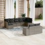 Set de muebles de jardín 9 pzas y cojines ratán sintético gris en Conjuntos de jardín | Comprar online en Foru.es