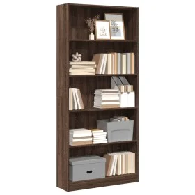 Estantería de madera de ingeniería marrón roble 80x24x176 cm de , Librerías y estanterías - Ref: Foro24-857859, Precio: 86,38...