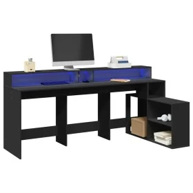 Escritorio con luz LED madera ingeniería negro 200x104x91 cm de , Escritorios - Ref: Foro24-3309466, Precio: 223,81 €, Descue...