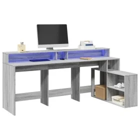 Escritorio con LED madera ingeniería gris sonoma 200x104x91 cm de , Escritorios - Ref: Foro24-3309470, Precio: 197,92 €, Desc...