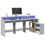 Escritorio con LED madera ingeniería gris sonoma 200x104x91 cm de , Escritorios - Ref: Foro24-3309470, Precio: 201,02 €, Desc...