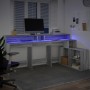 Escritorio con LED madera ingeniería gris sonoma 200x104x91 cm de , Escritorios - Ref: Foro24-3309470, Precio: 201,02 €, Desc...