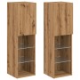 Muebles TV con luces LED 2 uds roble artesanal 30,5x30x102 cm de , Muebles TV - Ref: Foro24-857679, Precio: 112,99 €, Descuen...