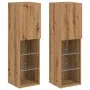 Muebles TV con luces LED 2 uds roble artesanal 30,5x30x102 cm de , Muebles TV - Ref: Foro24-857679, Precio: 111,03 €, Descuen...