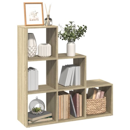 Librería divisor 3 niveles madera roble Sonoma 99x29x99 cm de , Librerías y estanterías - Ref: Foro24-857960, Precio: 63,39 €...