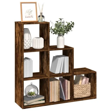 Librería divisor 3 niveles madera roble ahumado 99x29x99 cm de , Librerías y estanterías - Ref: Foro24-857962, Precio: 64,64 ...